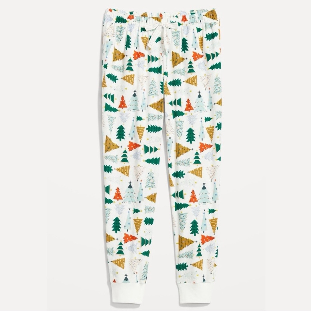 Old Navy Jogger Pajama Pants O Christmas Tree Print Size Large Match the Fam
